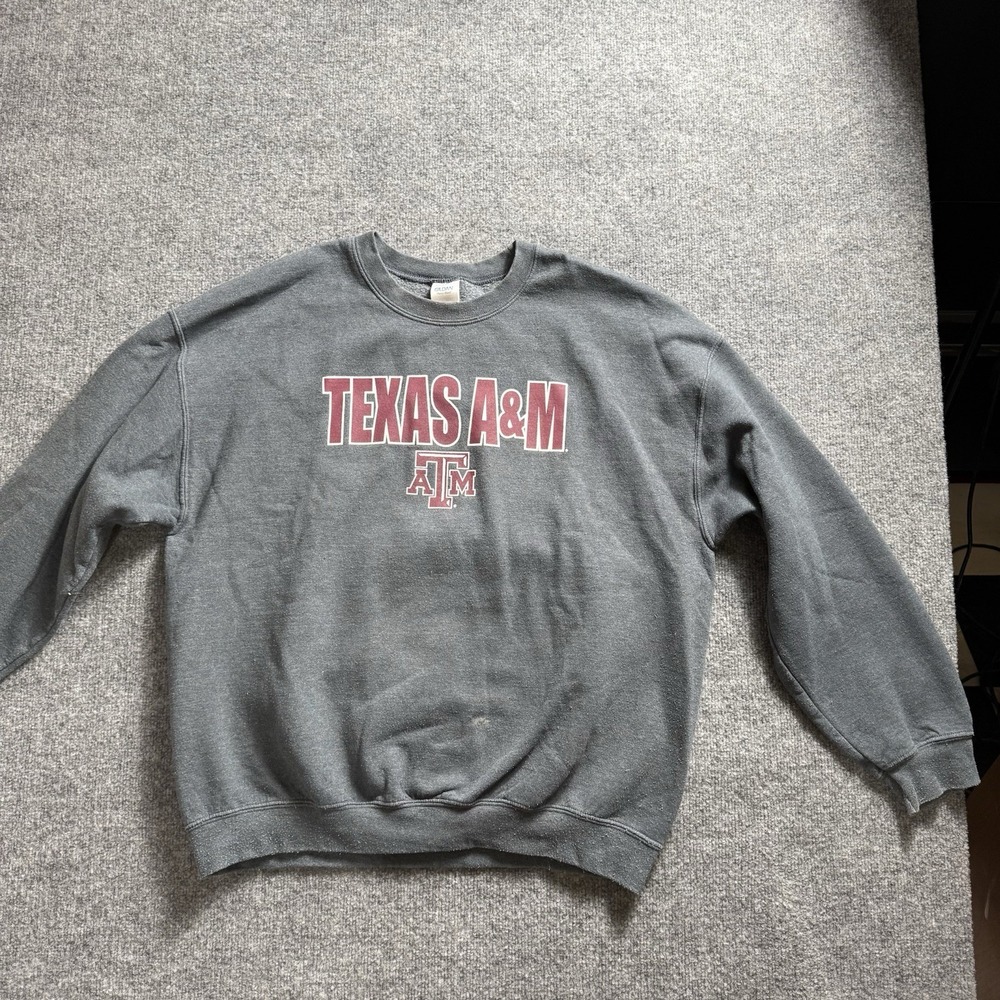 Texas A&M Aggies Sweatshirt Gray Crewneck Fleece College Graphic Ladies XL
